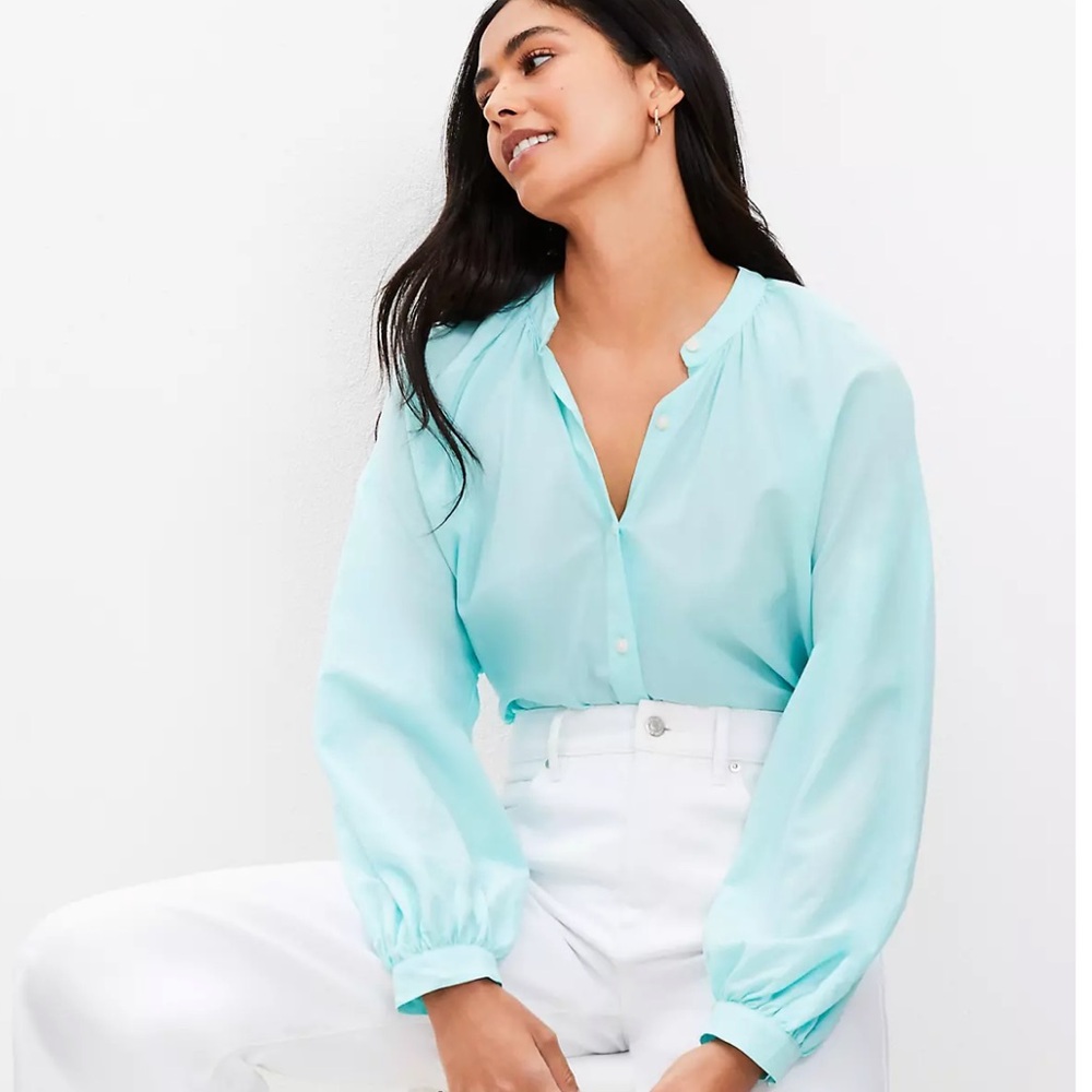 Loft Shirred Blouse Size XS NWT
